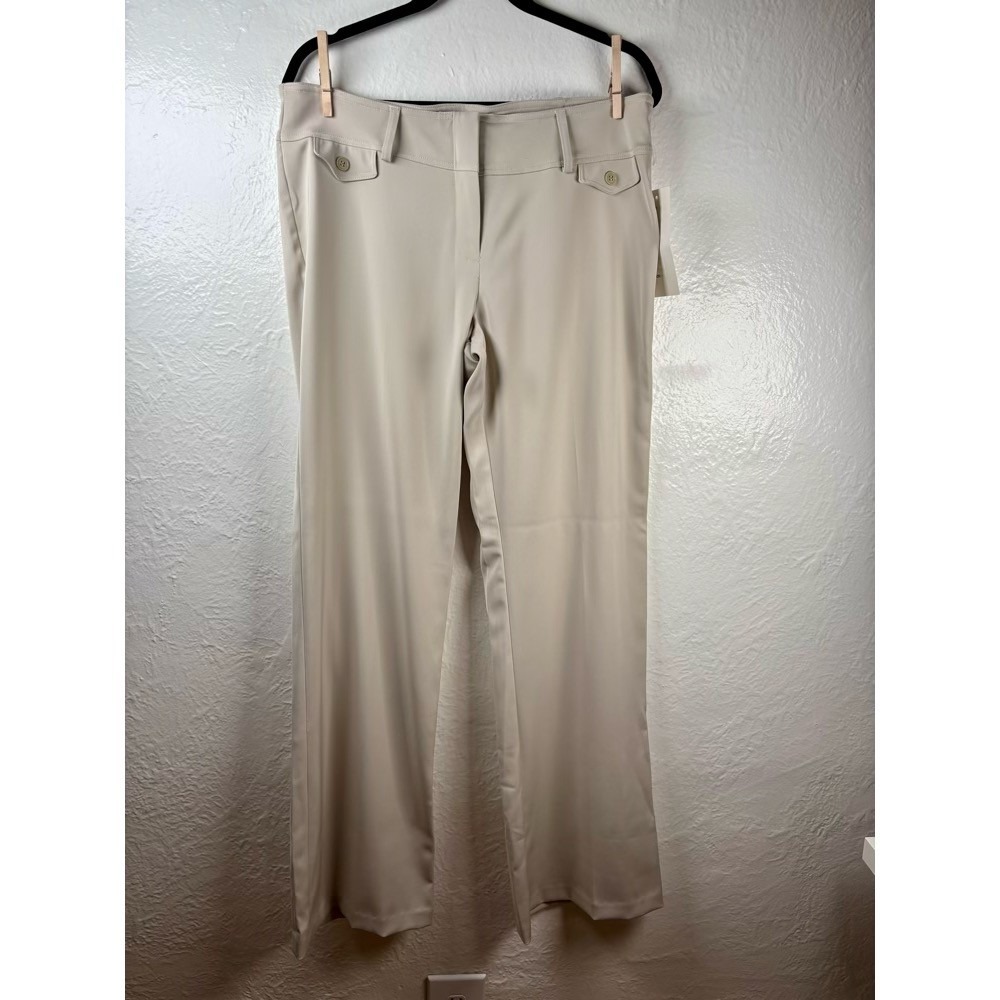 New Dress Pants Beige 9 Straight Leg Faux Pocket Trousers Academia Clean Girl